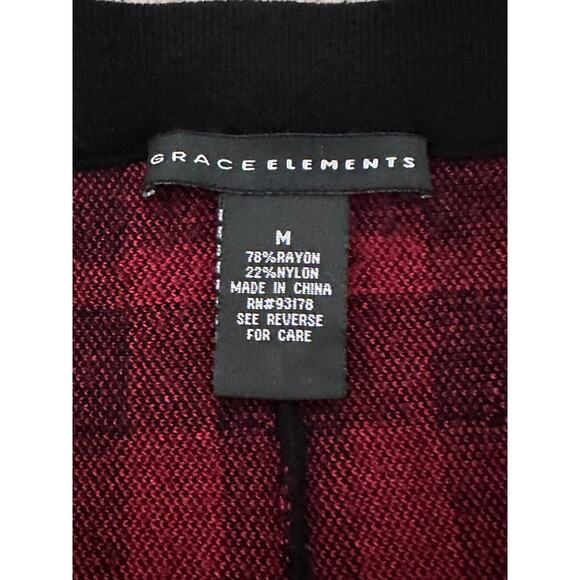 Grace Elements Black Red Plaid Knit Flare Skirt Medium Preppy Holiday - Picture 5 of 5